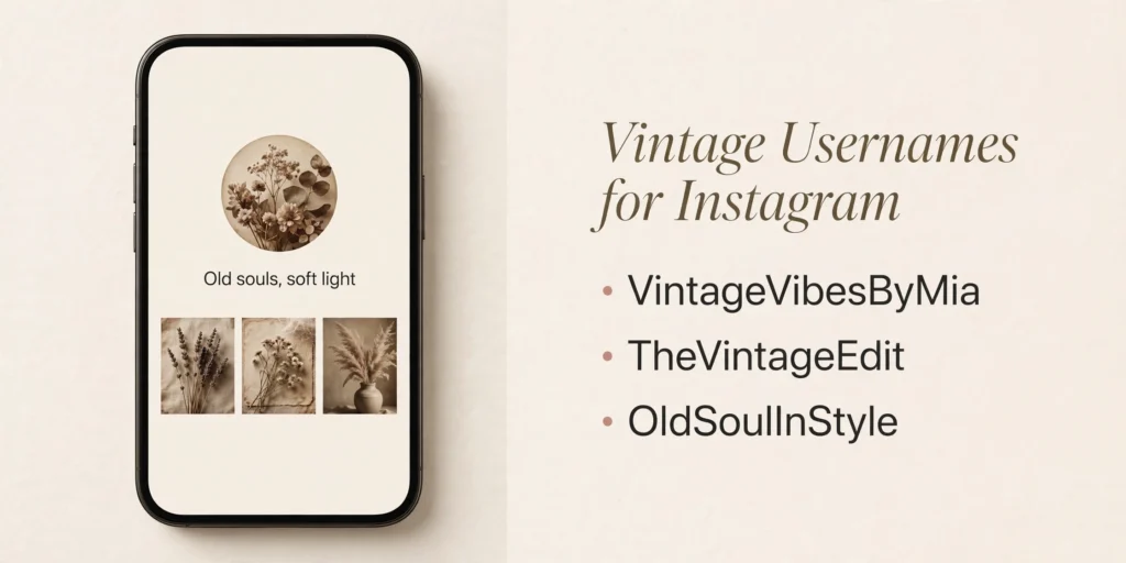 Vintage usernames for Instagram with aesthetic profile examples