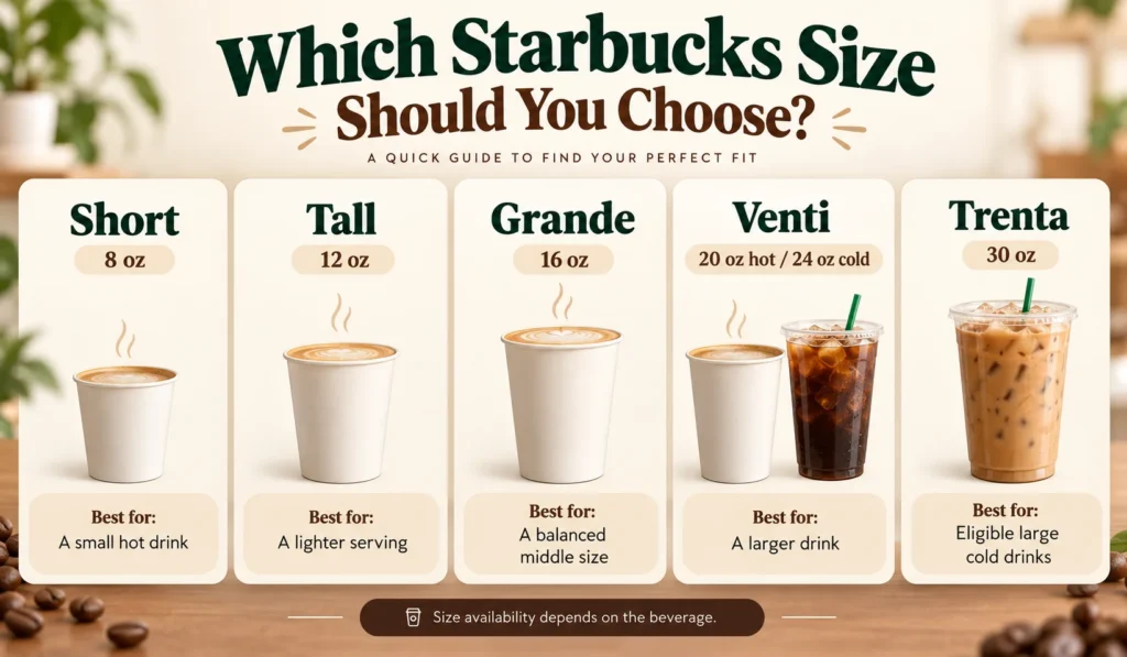 Guide to choosing Short Tall Grande Venti or Trenta Starbucks size